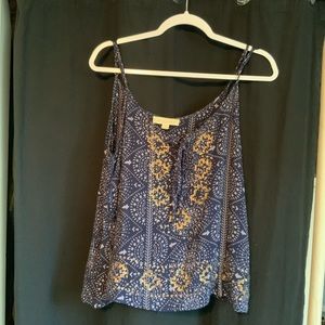 Navy lace up boho tank